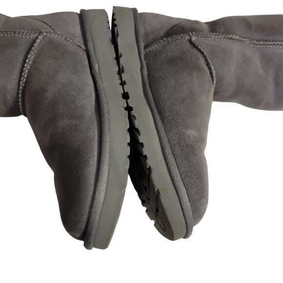 UGG Classic Tall Boots II Grey Suede Shearling Sheepskin Fur Flat Comfort Size 8 - Picture 7 of 12